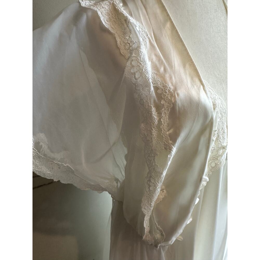 Val Mode Vintage 2 piece Peignoir Set Sheer Lace Large Bridal Lingerie Long - Picture 6 of 16